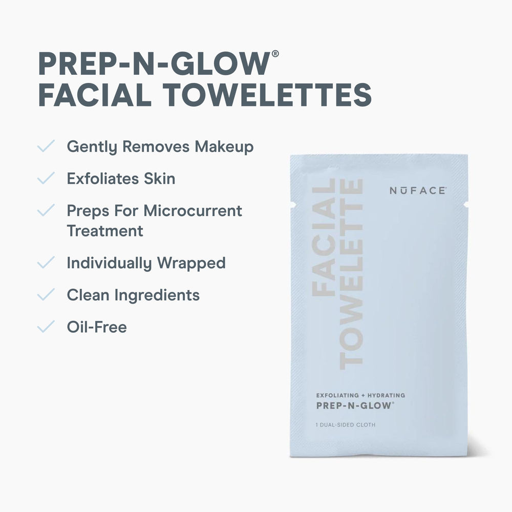 NuFACE Prep-N-Glow limpia suavemente y refresca la piel.