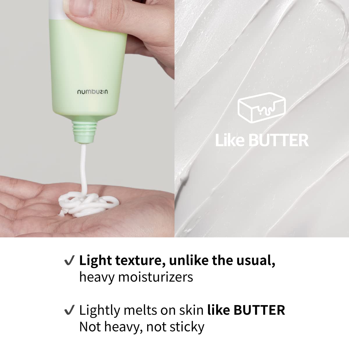 Numbuzin No.2 Cream textura cremosa destaca hidratación intensa para piel seca.