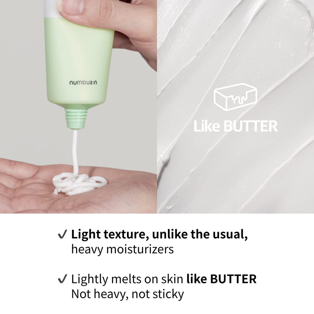 Numbuzin No.2 Cream textura cremosa destaca hidratación intensa para piel seca.