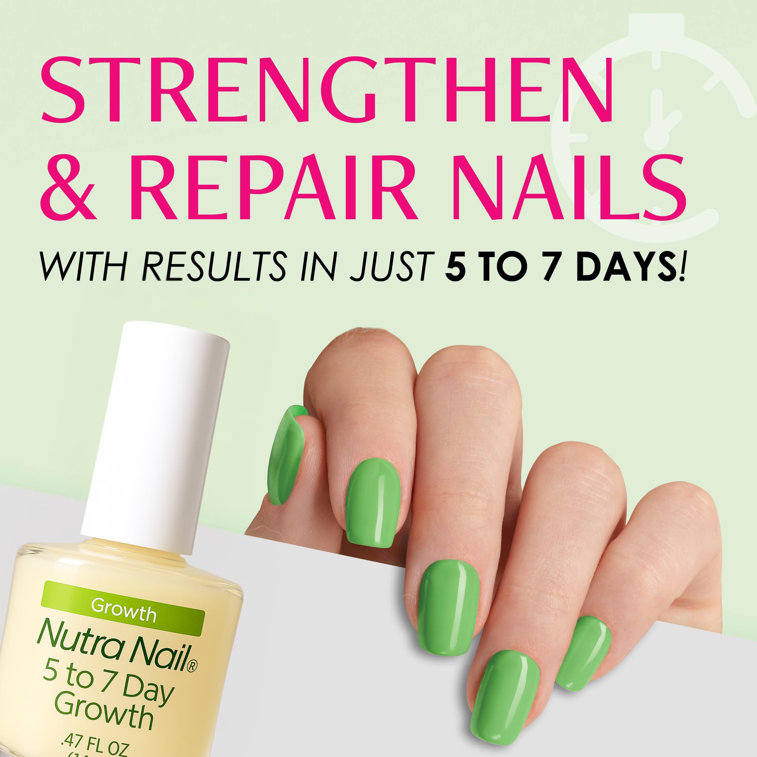 Nutra Nail con vitaminas y minerales para uñas, enfoque en nutrición.