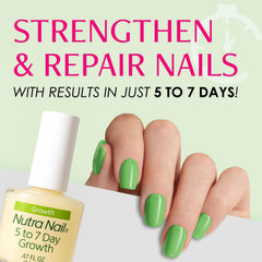 Nutra Nail con vitaminas y minerales para uñas, enfoque en nutrición.