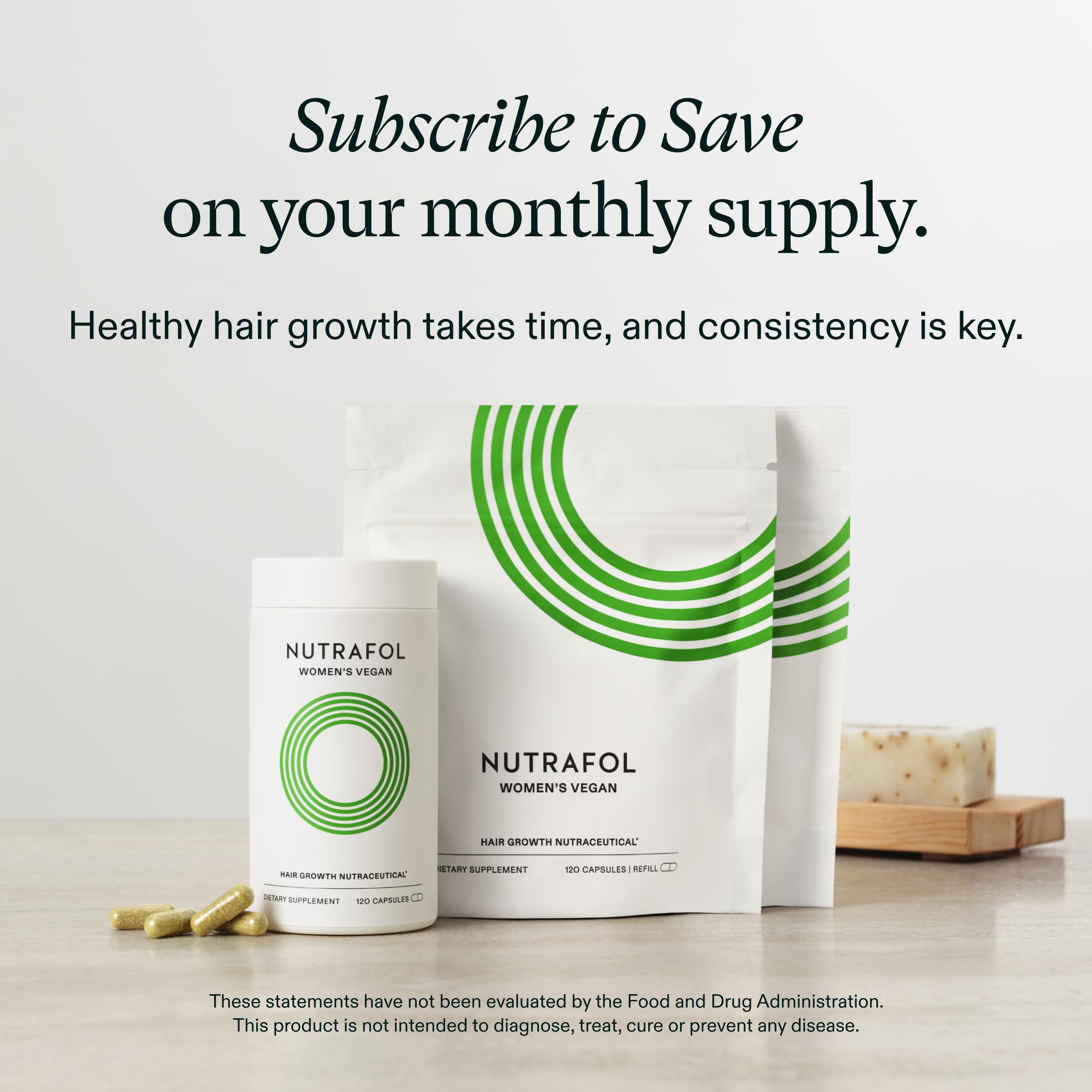 Nutrafol Mujer: cápsulas veganas para cabello fortalecidos.
