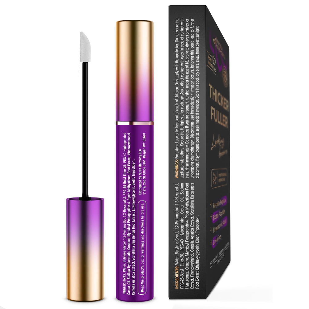 NUTRAHARMONY ingredientes clave, biotina y péptidos para cejas sanas.