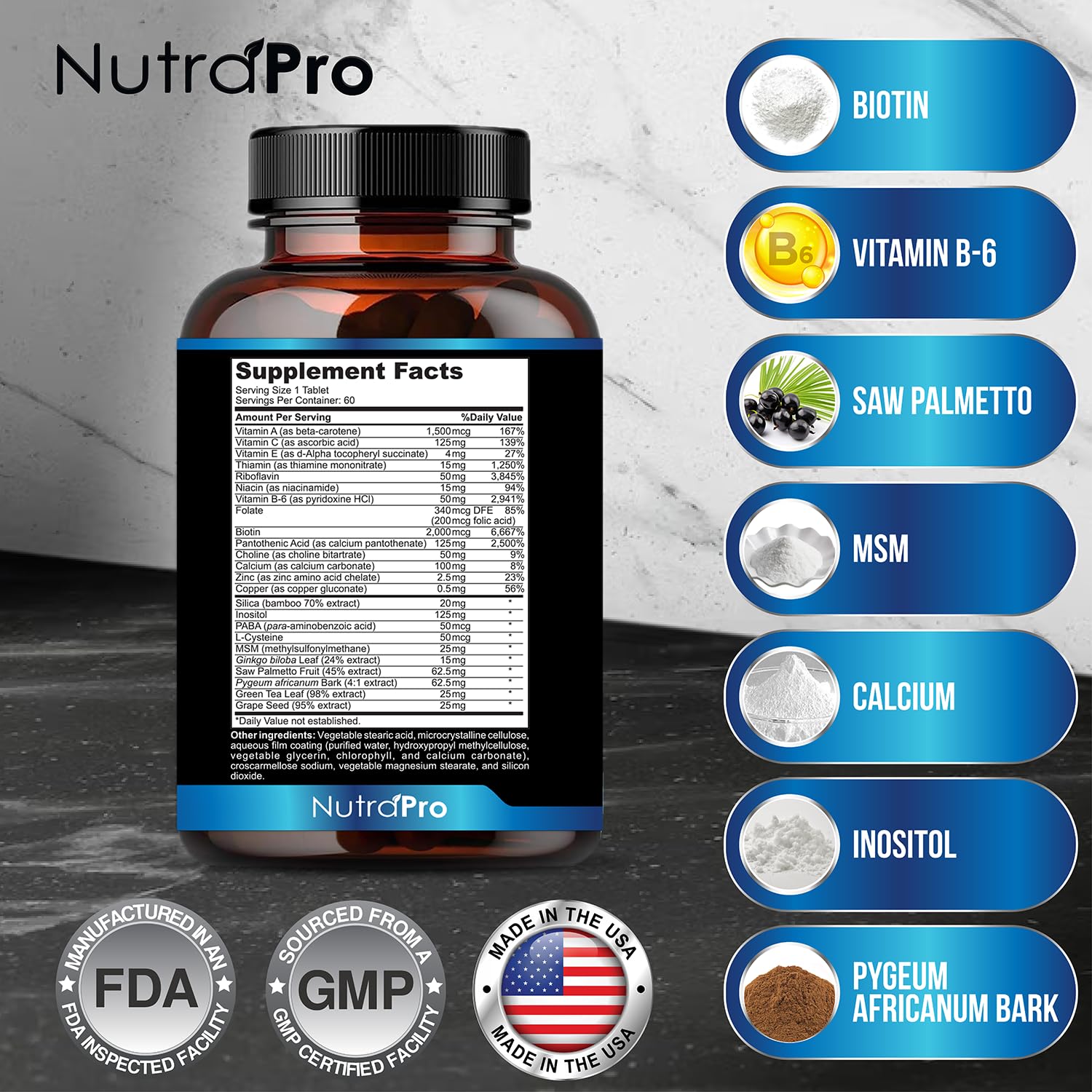 NutraPro Men Growth: envase de 60 días para una rutina sostenible.