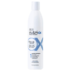 Nutri-Ox Champú Suave, botella visible, limpieza suave para el cuero cabelludo.