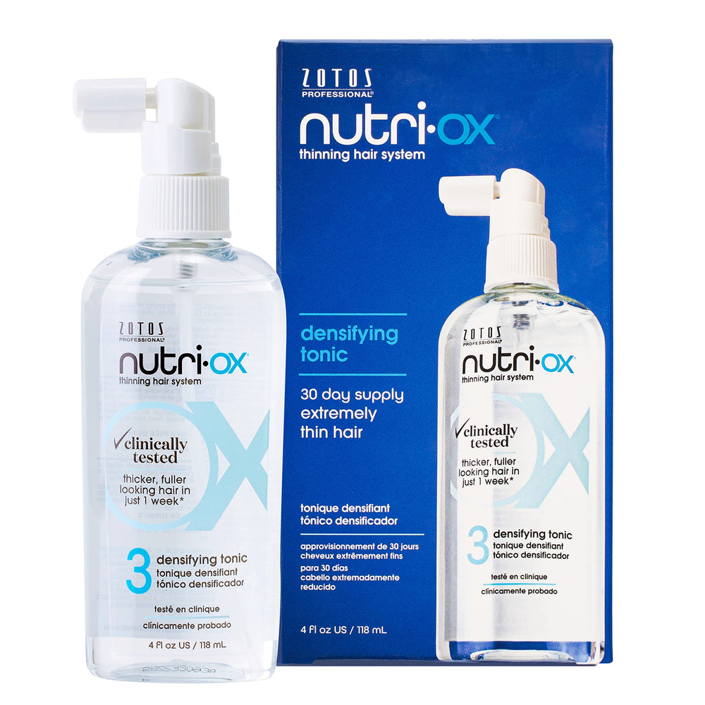 Nutri-Ox Tónico Densificante botella frontal muestra mayor densidad capilar