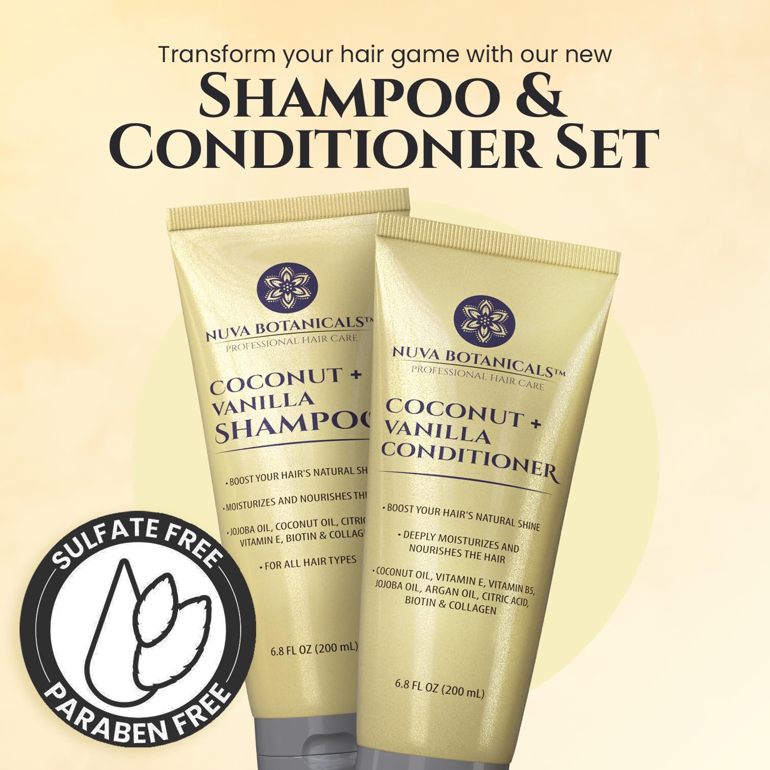 Nuva Botanicals Ingredientes jojoba y argán, nutrición que aporta brillo al cabello