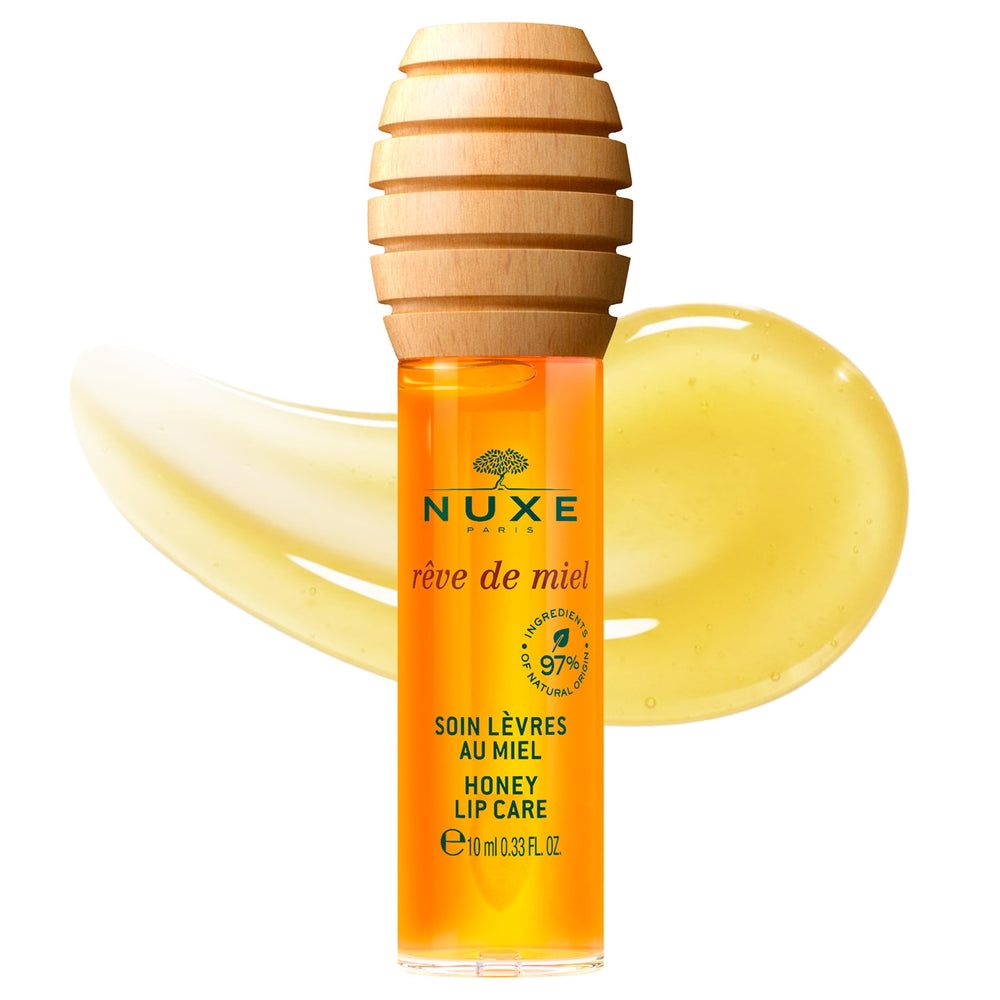 Nuxe Rêve de Miel, brillo-labios-satinado para un acabado luminoso.