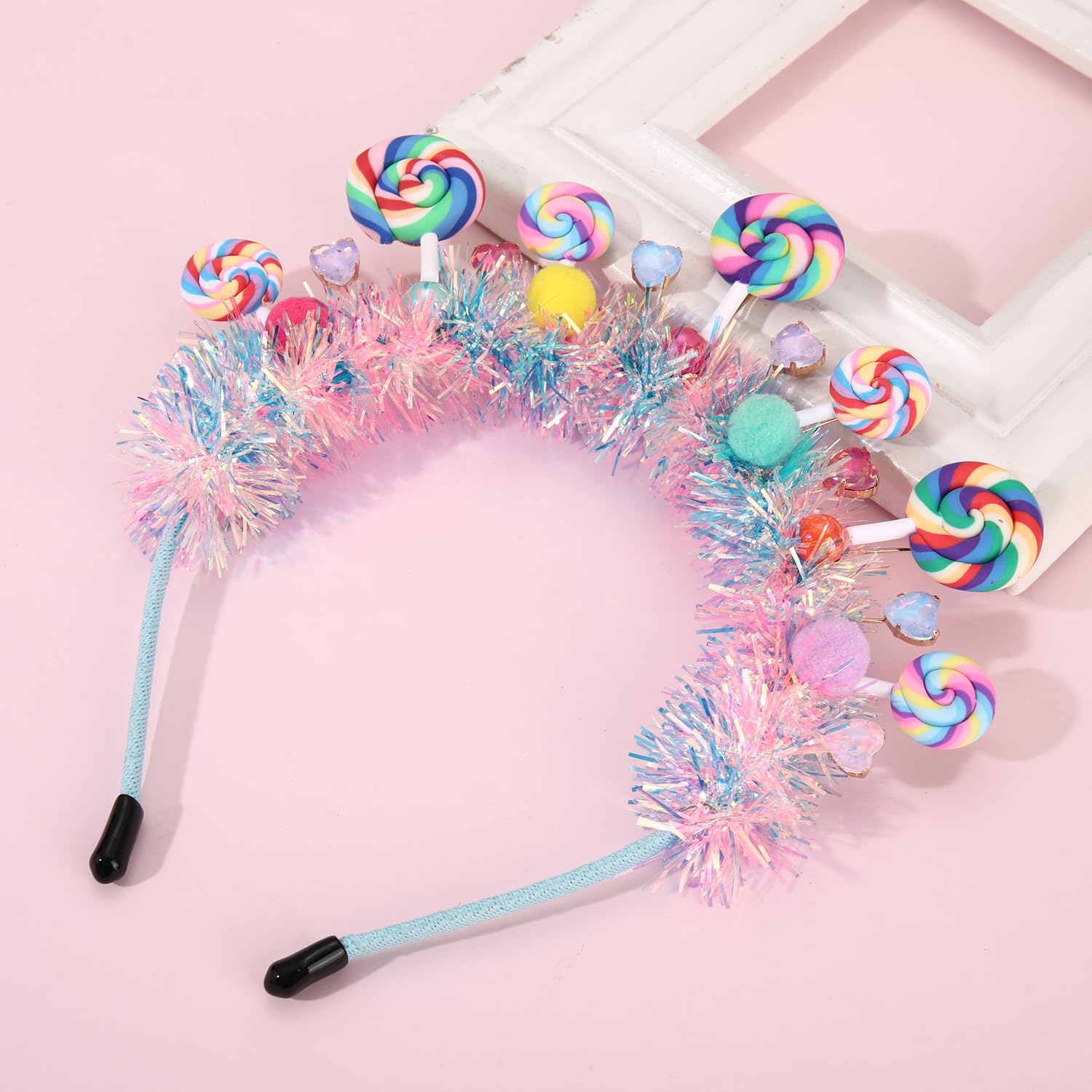 NVENF diadema con bastón de caramelo y cuentas pastel