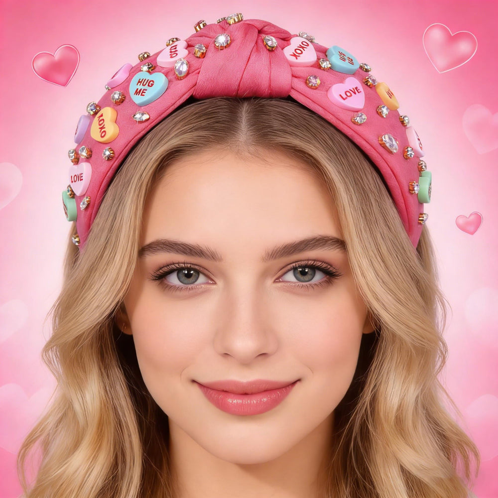 NVENF diadema corazón-cristal rosa añade brillo suave