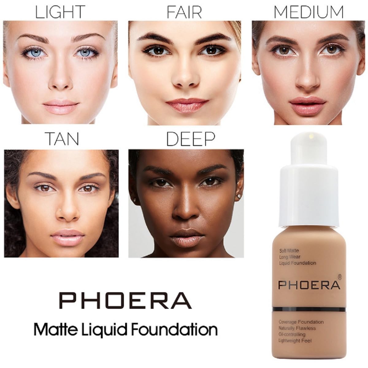 nvyue PHOERA foundation 105 Sand, tono cálido para piel dorada.