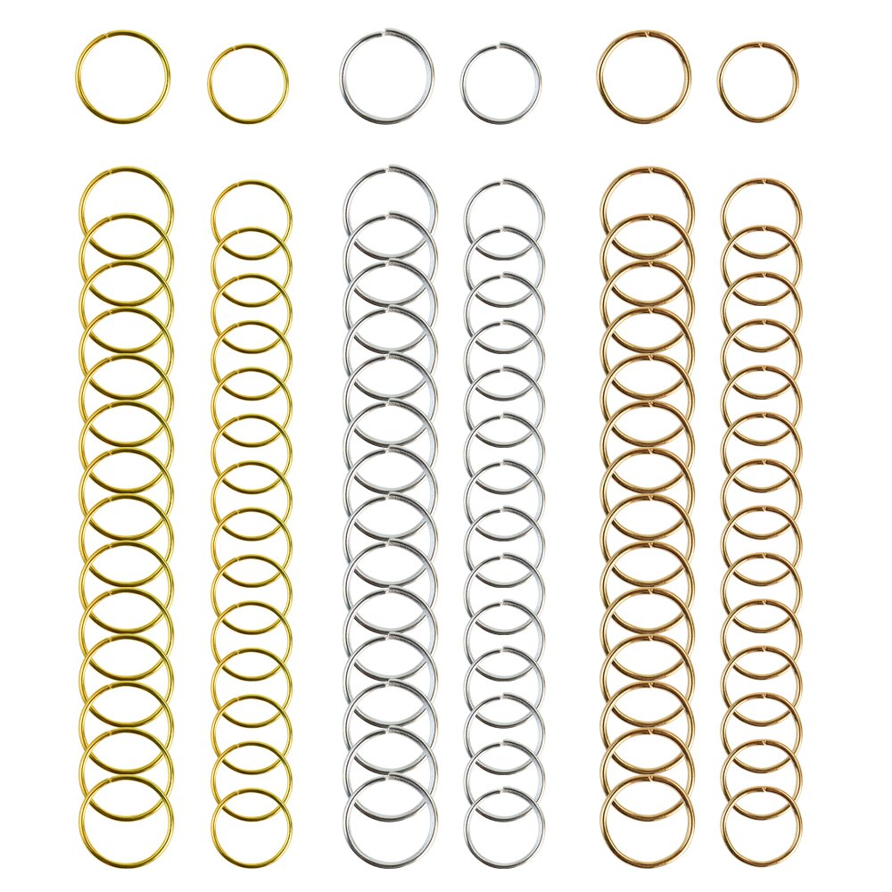 Anillos Nydotd 12 mm plata, brillo duradero para trenzas.