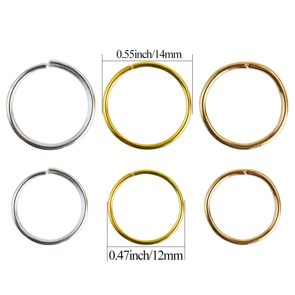 Anillos Nydotd 14 mm plata, acabado resistente para trenzas.
