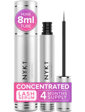 NYK1 LashForce Serum – botella de 8 ml para crecimiento natural de pestañas.