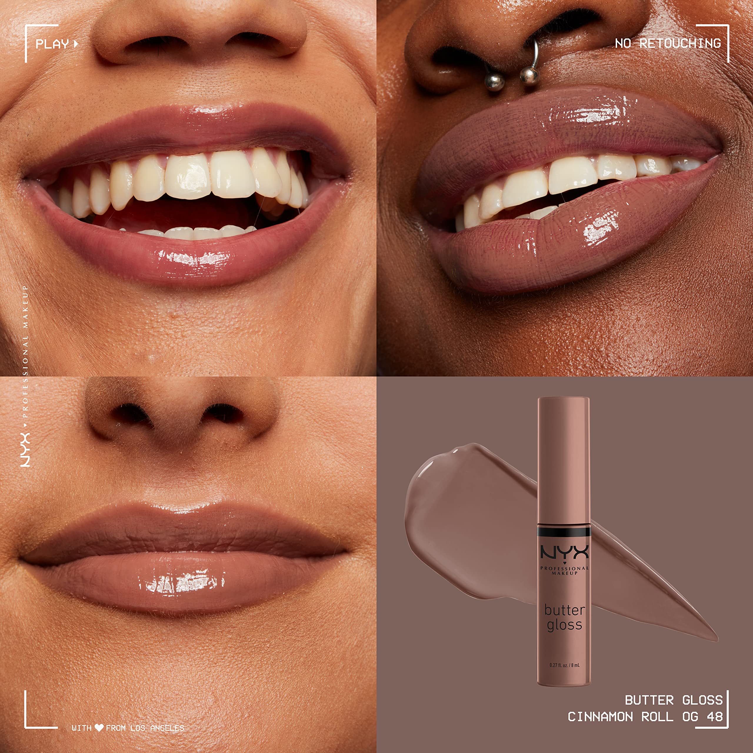 NYX Butter Gloss Brown Sugar aplicación fácil y no pegajosa para uso diario