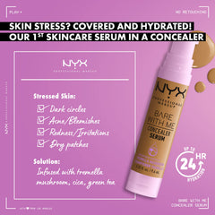 Concealer NYX Bare With Me Serum en ojos para cubrir ojeras con hidratación.