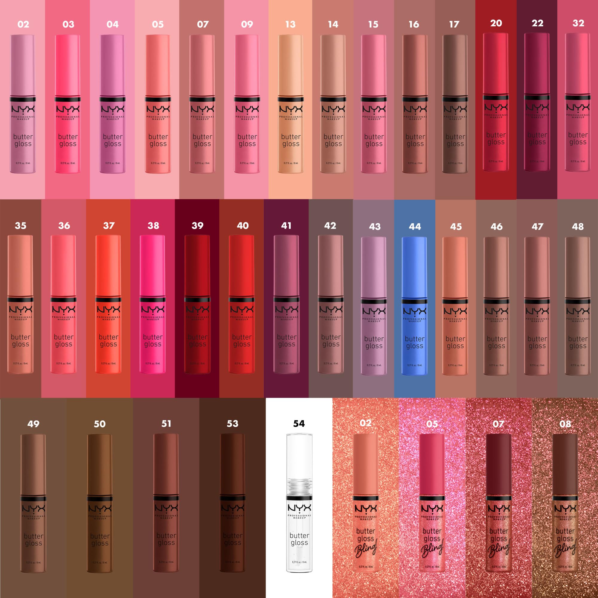 NYX Butter Gloss Bling complementa una rutina de maquillaje profesional para labios.
