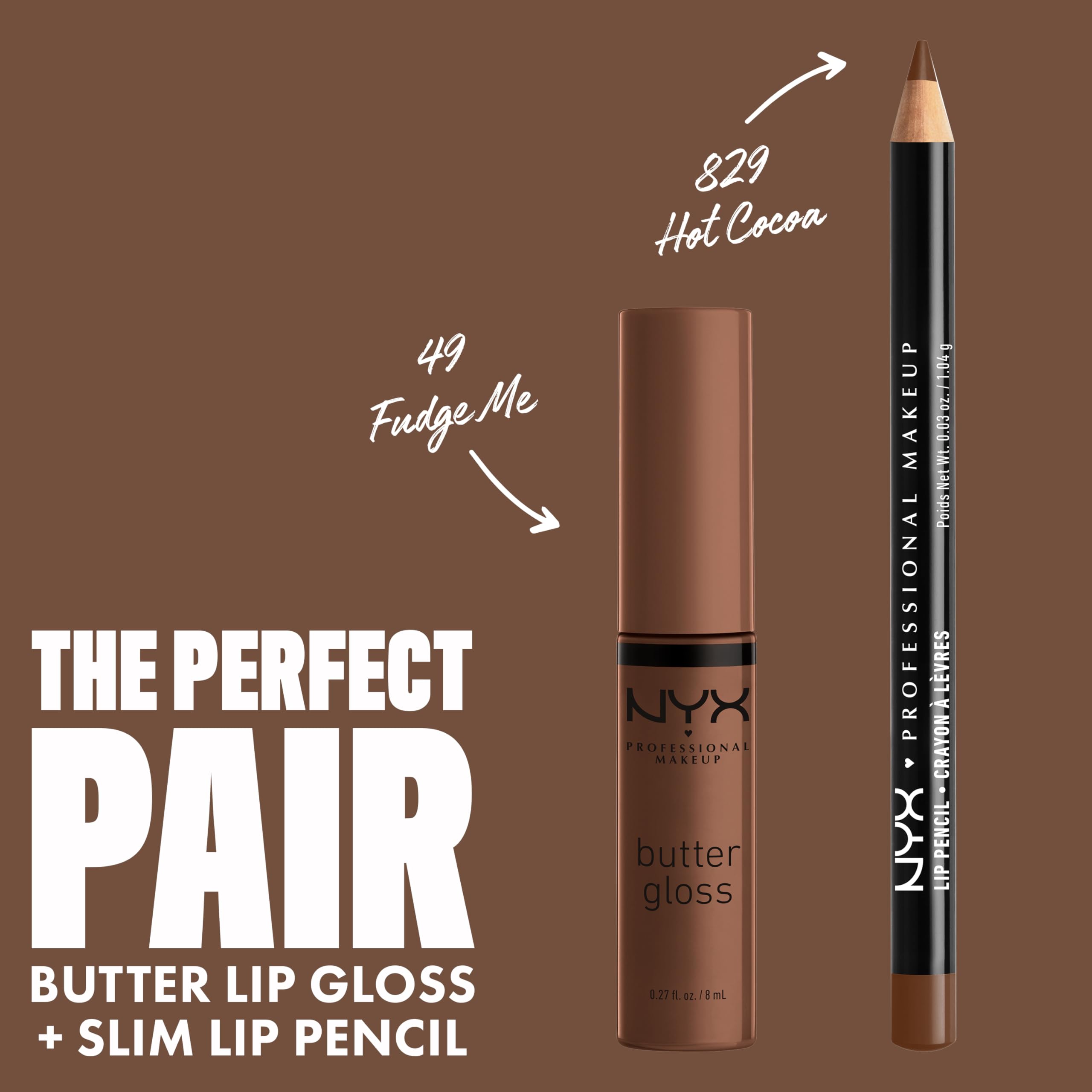 Aplicación suave en labios con NYX Butter Gloss Brown Sugar