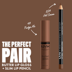 Aplicación suave en labios con NYX Butter Gloss Brown Sugar