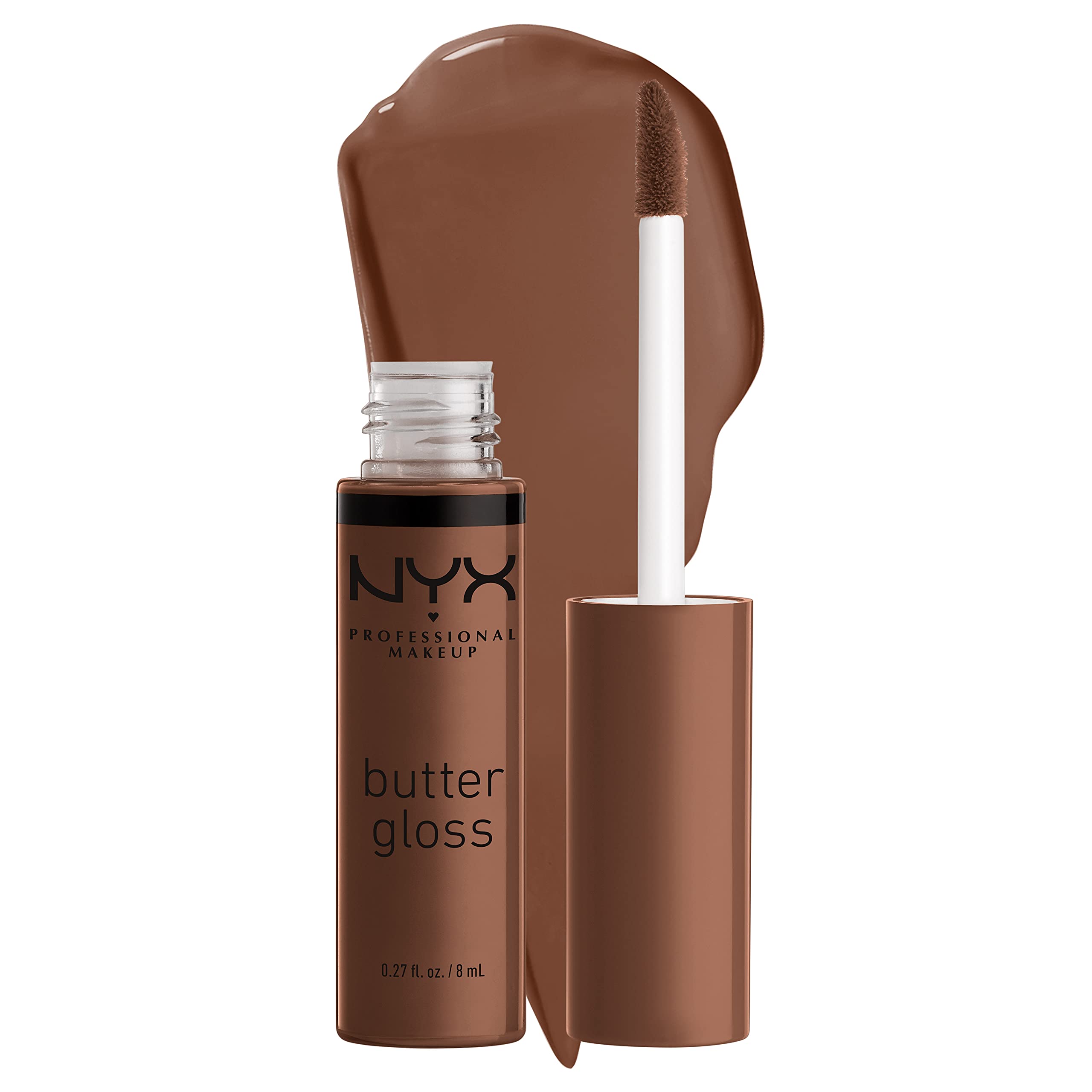 NYX Butter Gloss Brown Sugar envase compacto para retoques diarios