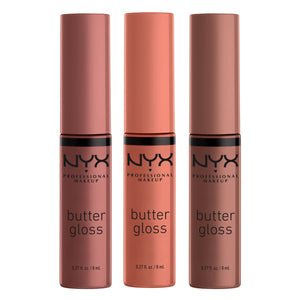 NYX Butter Gloss Brown Sugar, textura sedosa y brillo suave para labios lisos