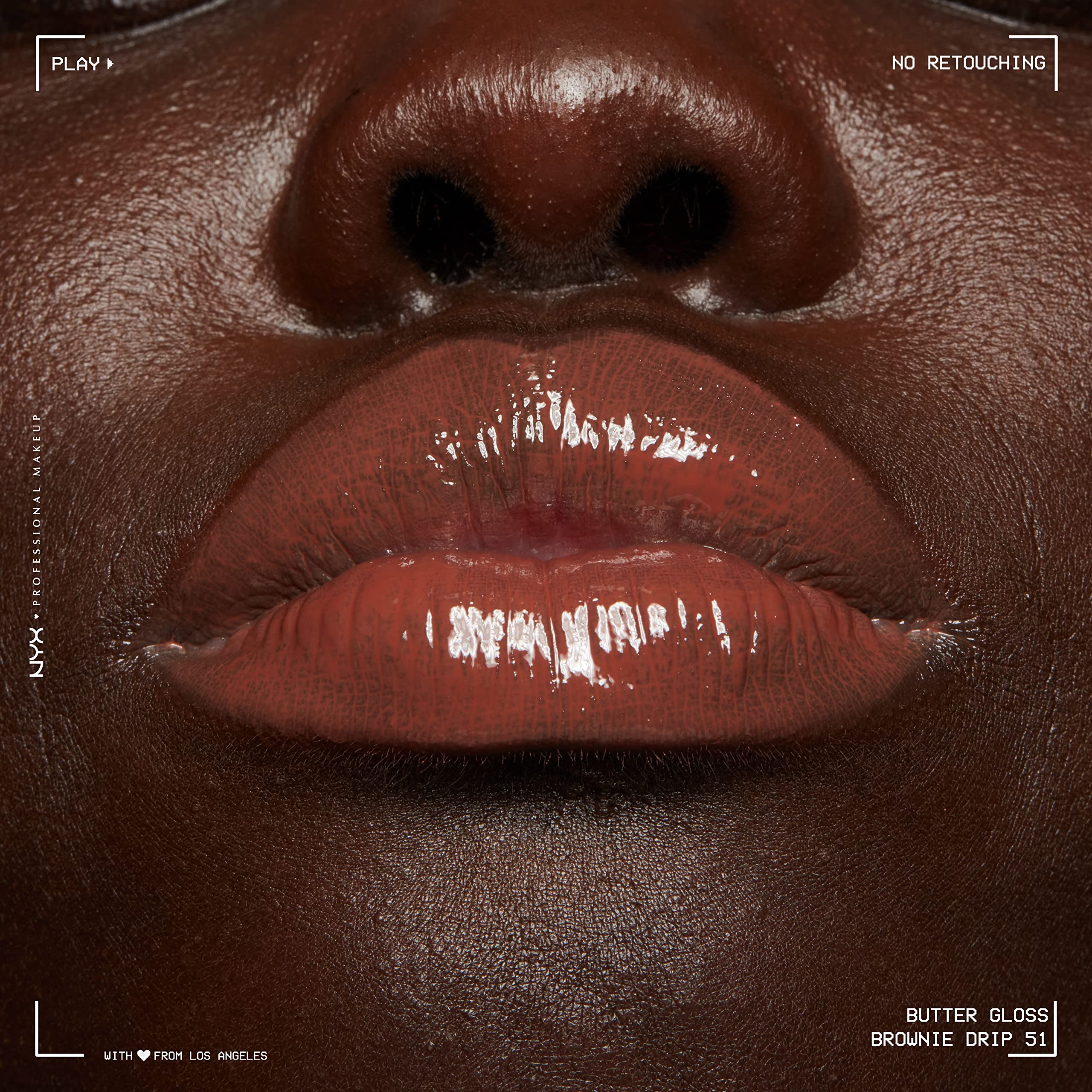 Tono marrón profundo de NYX Butter Gloss Brown Sugar para looks audaces