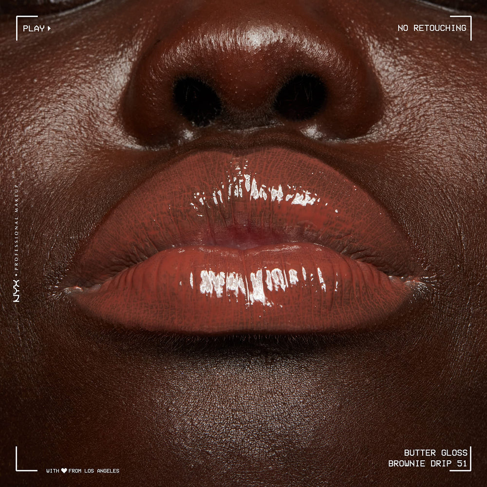 Tono marrón profundo de NYX Butter Gloss Brown Sugar para looks audaces