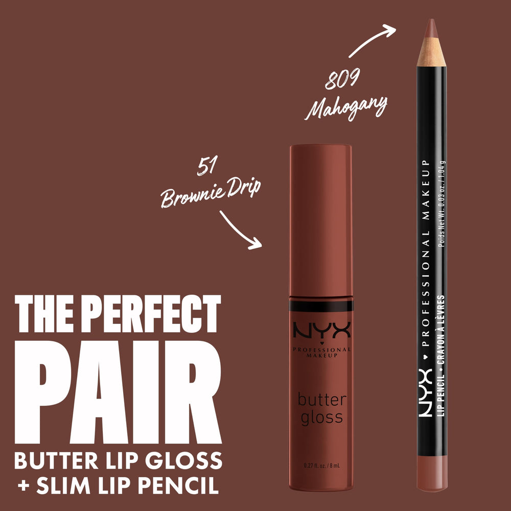 Tono nude de NYX Butter Gloss Brown Sugar ideal para piel morena