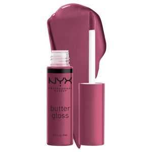 NYX Butter Gloss Cranberry Pie brillo suave para labios, acabado natural y cómodo