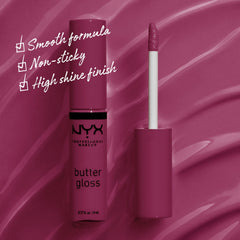 NYX Butter Gloss Cranberry Pie textura cremosa para aplicación suave y no pegajosa