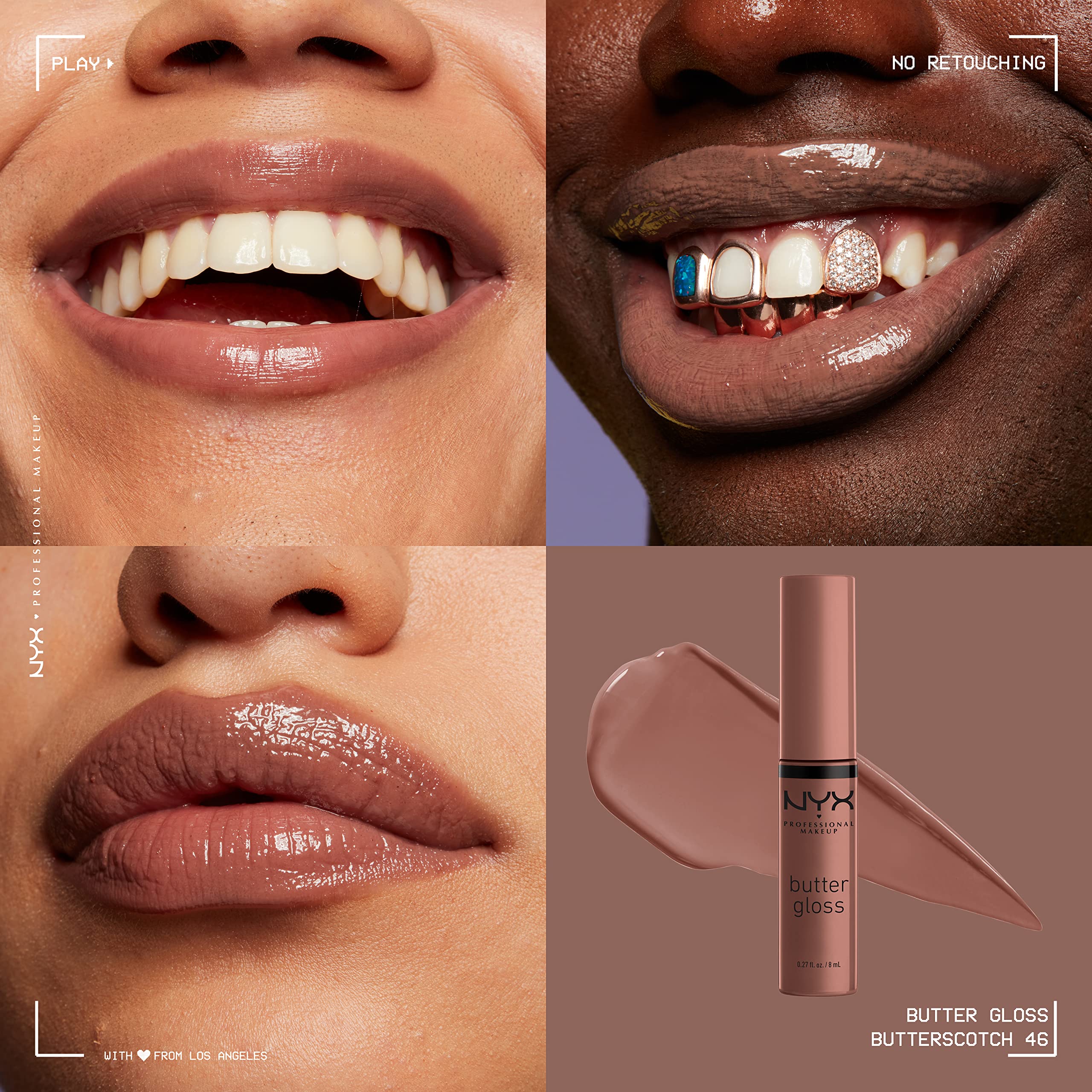 NYX Butter Gloss Spiked Toffee, acabado cremoso y labios besables