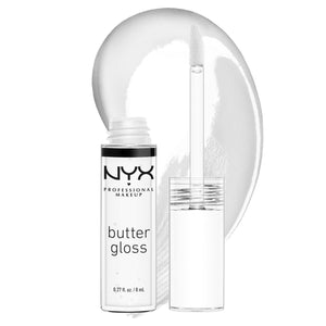 NYX Butter Gloss muestra textura suave con acabado sedoso y ligero.