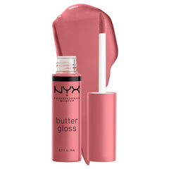 NYX Profesional Makeup Butter Gloss Tiramisú: labios sedosos con brillo suave.