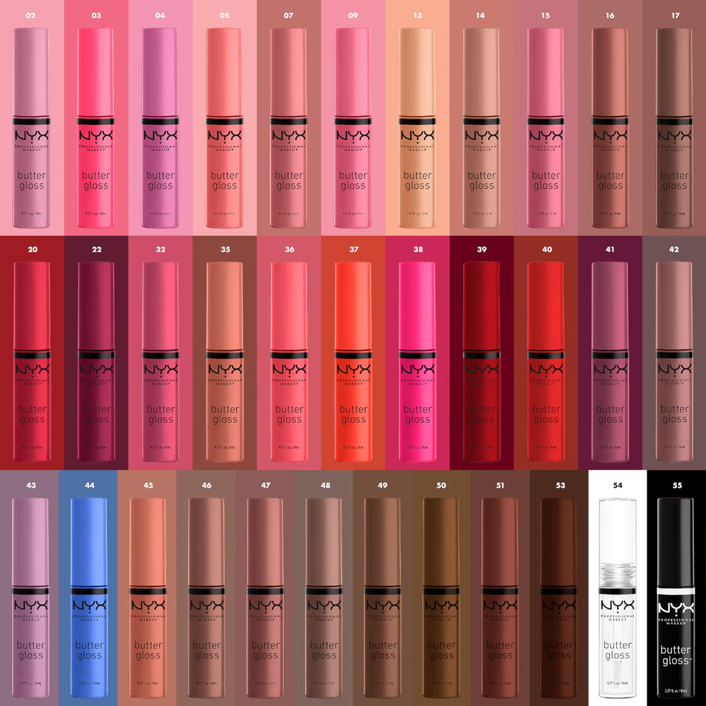 Uso versátil de NYX Butter Gloss Apple Crisp sobre labios.