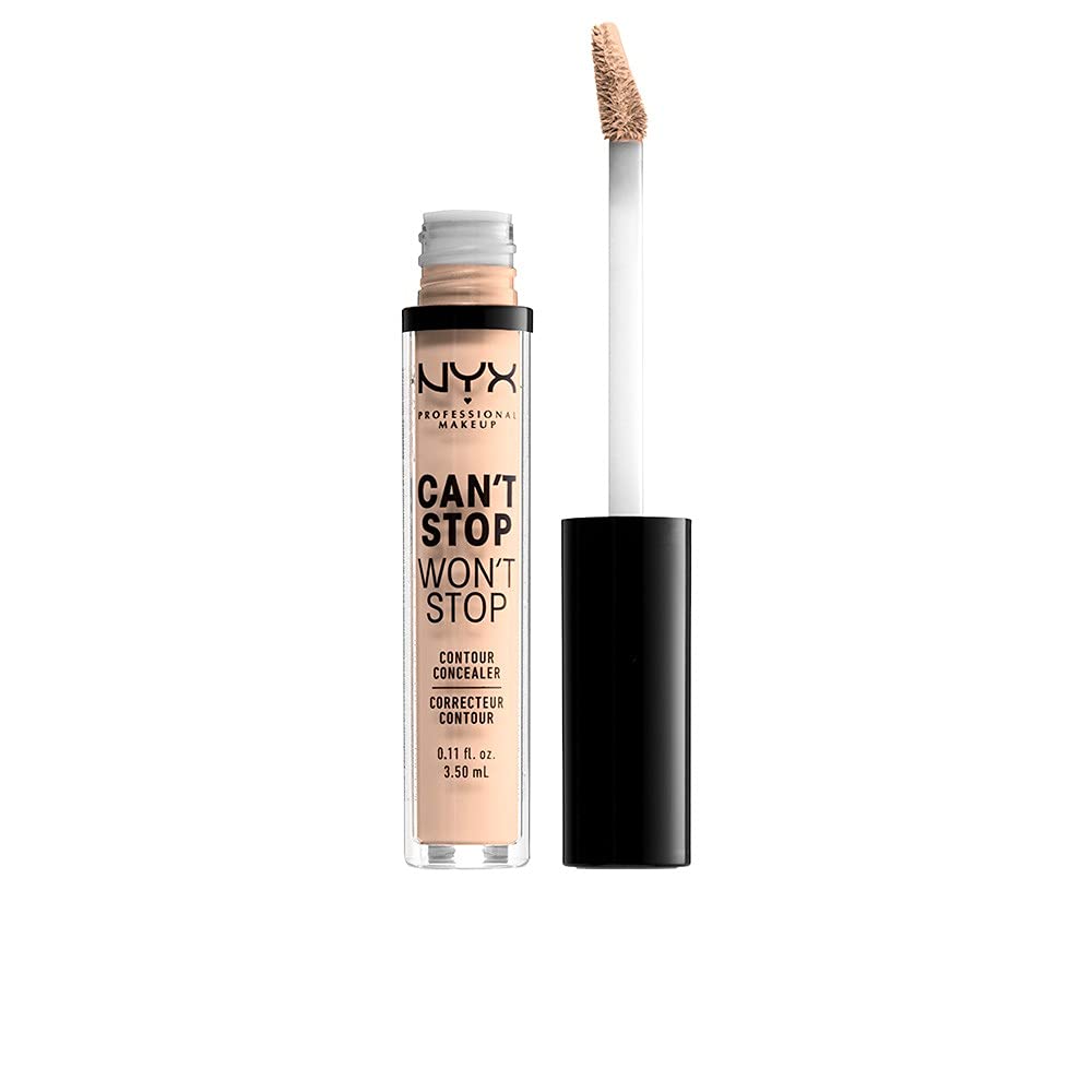 Concealer NYX Cant Stop Won’t Stop en tubo con cobertura total y acabado mate duradero.