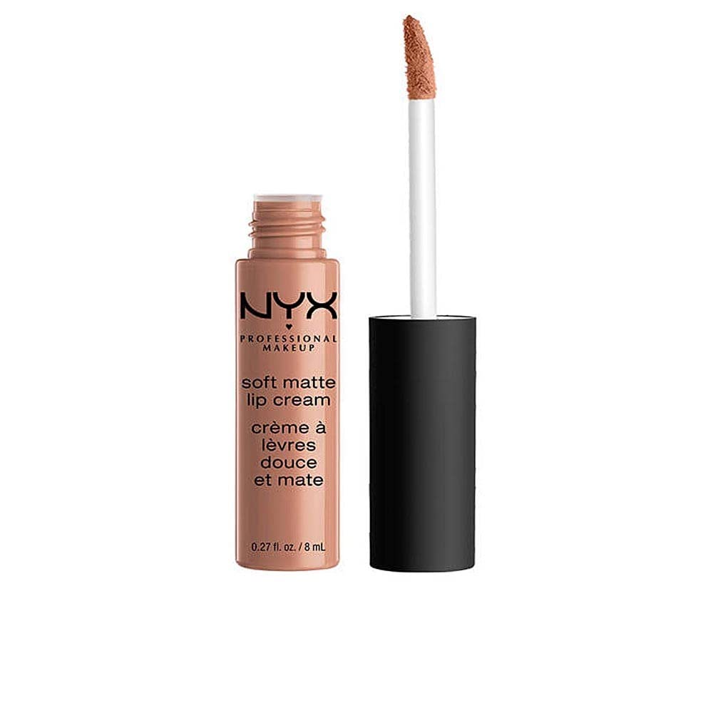 NYX Crema de Labios Mate Suave Londres en beige medio, color duradero para un look mate.