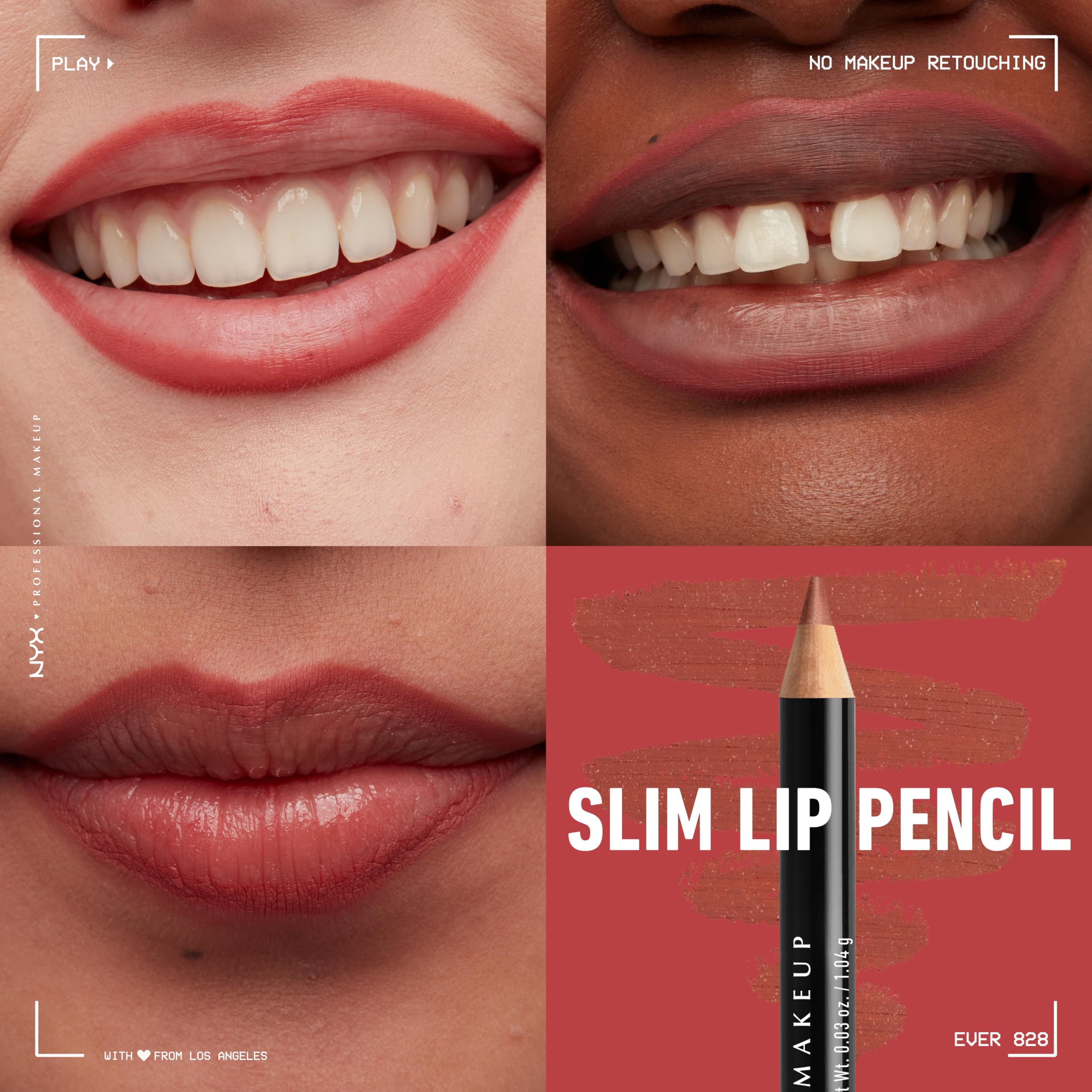 Lápiz delineador de labios NYX Ever, variedad de tonos para definir y realzar el color natural.