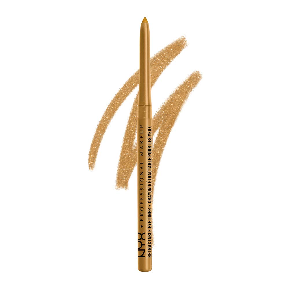 NYX Professional Makeup delineador mecánico dorado, punta precisa para delineado definido y cómodo.