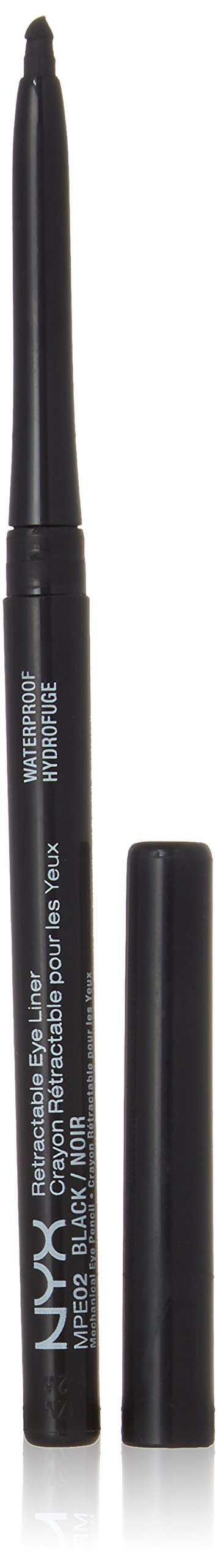 Delineador retráctil NYX impermeable en negro para definición de ojos duradera.