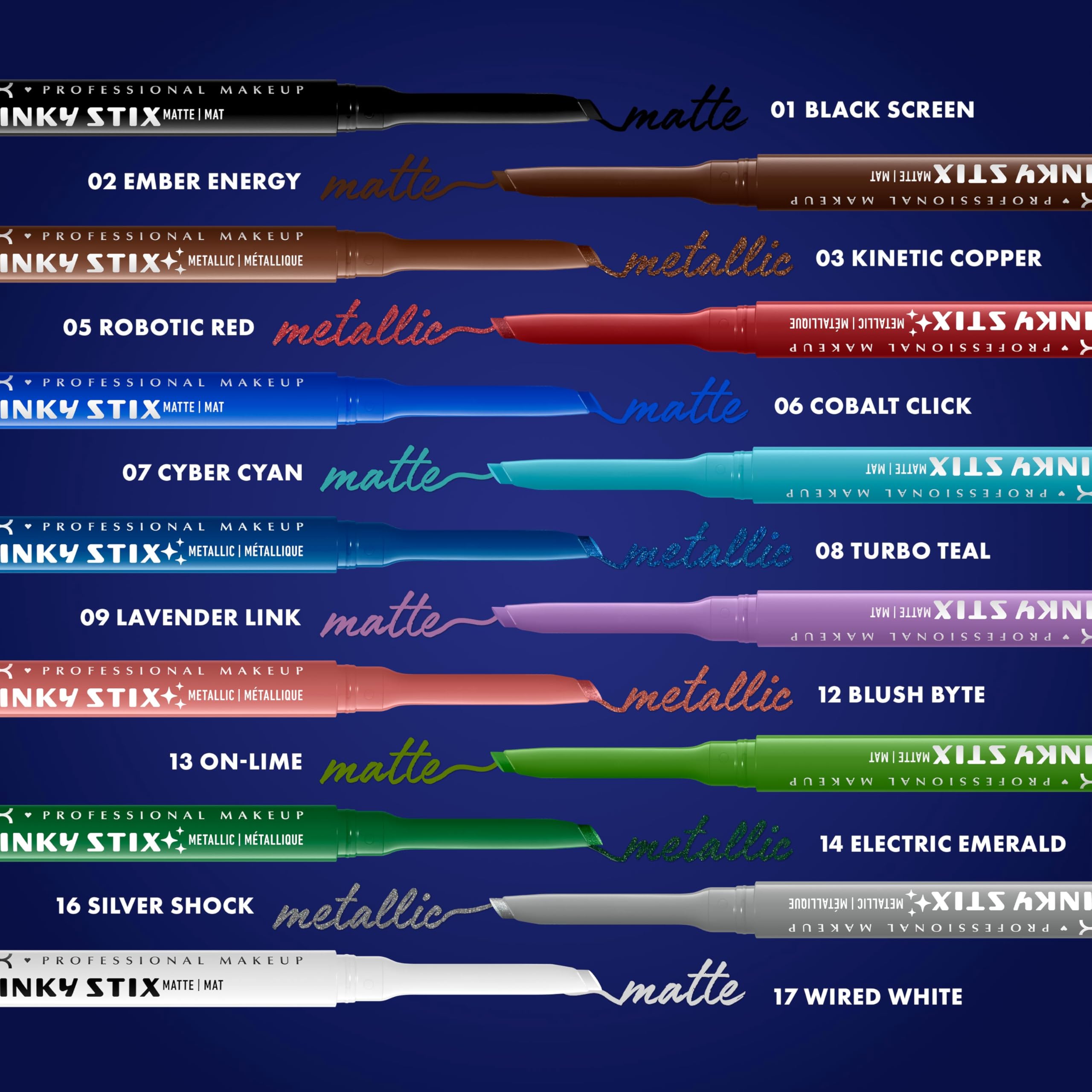 Delineador NYX Epic Inky Stix negro mate para definición.