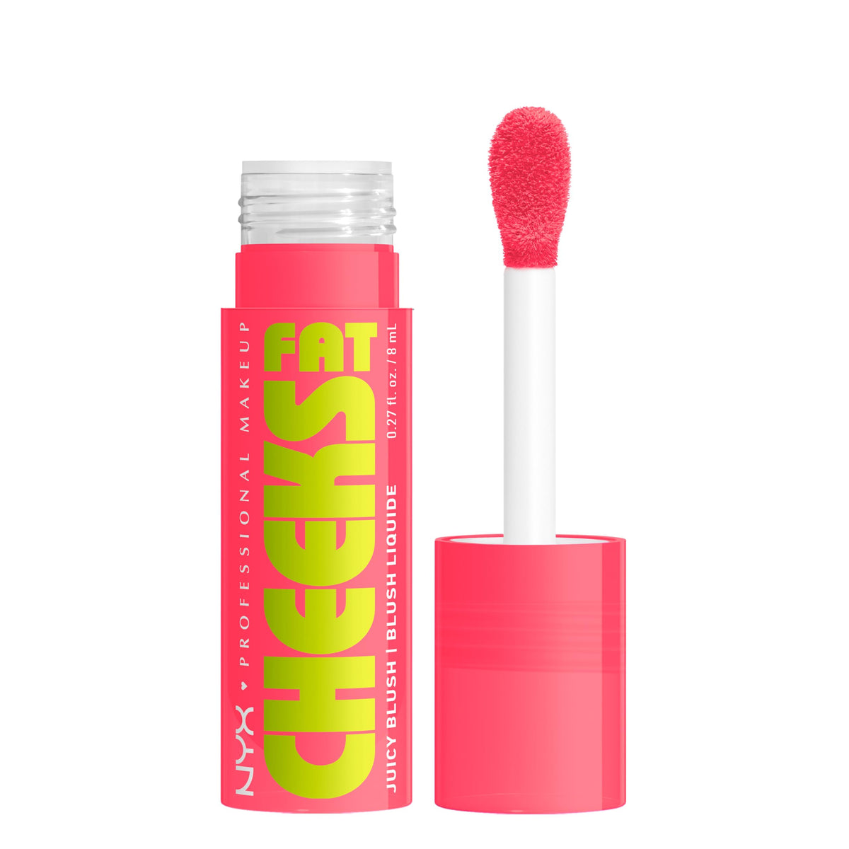 NYX Fat Cheeks Blush líquido Guava Gush, aplicación cremosa para mejillas con color suave.