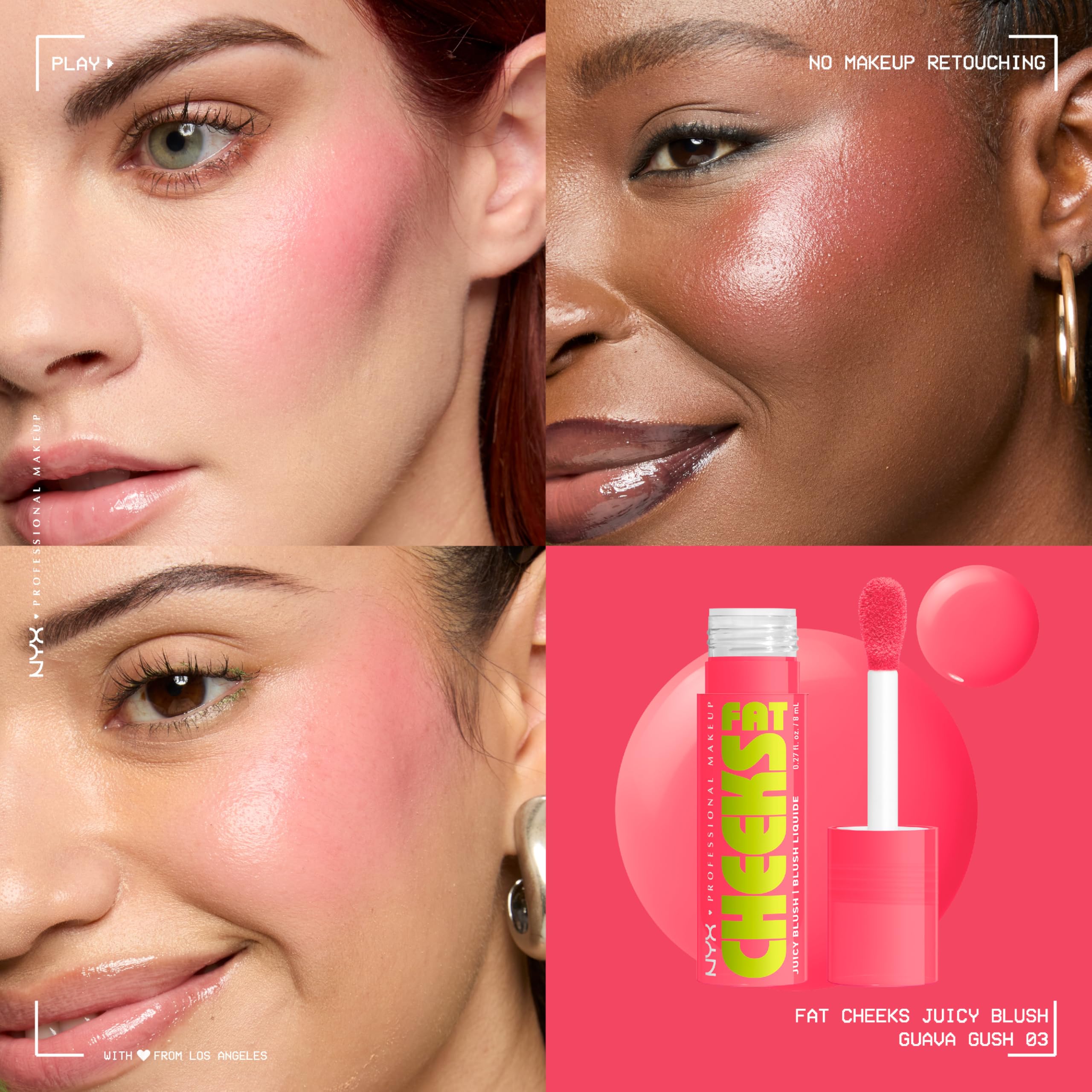NYX Fat Cheeks Blush Guava Gush, fórmula hidratante para hidratación durante el día.