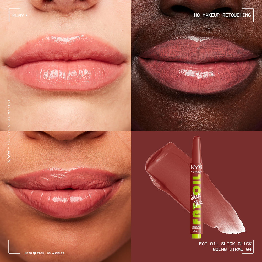 Labial pigmentado NYX Fat Oil Slick Click ofrece color suave e hidratación