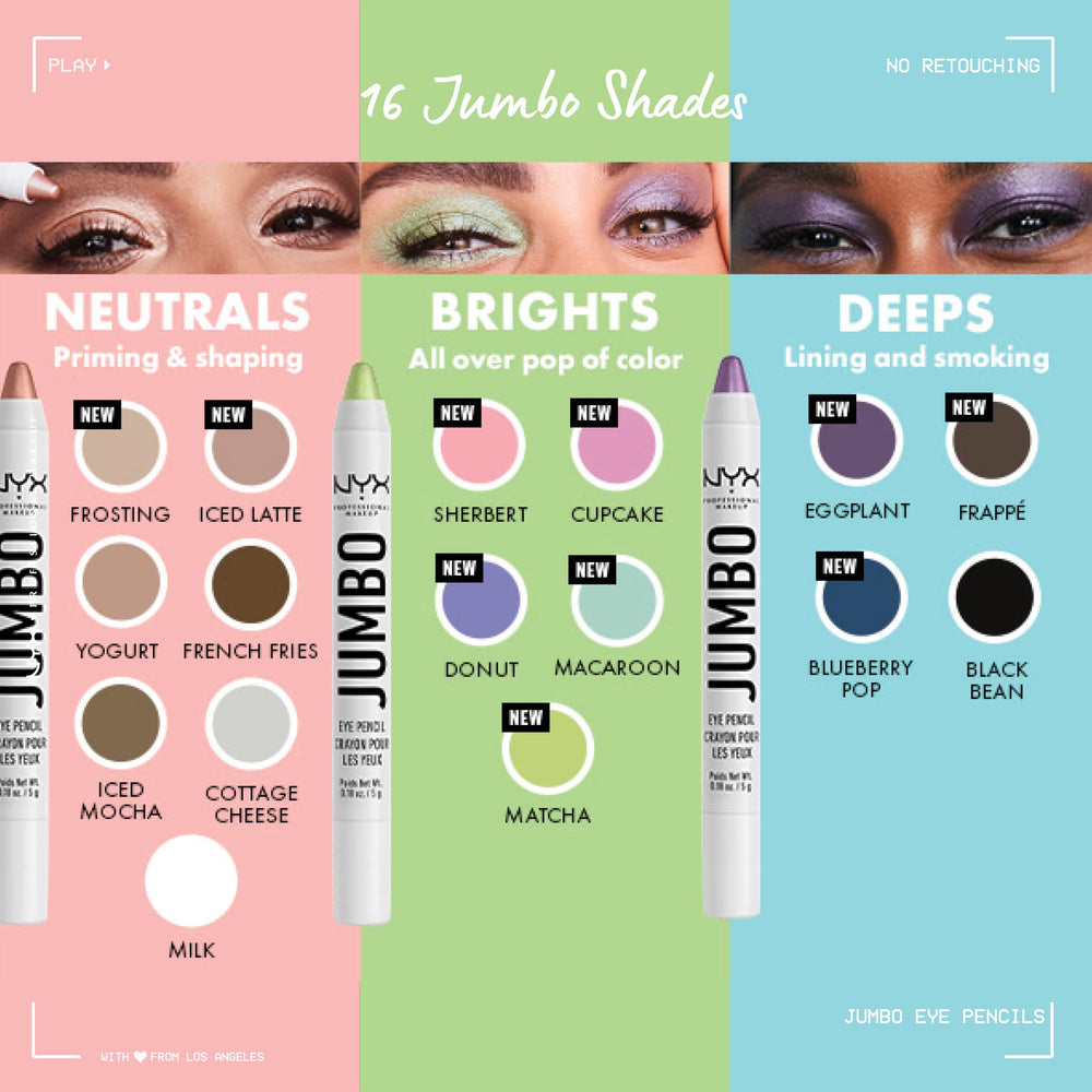 Pigmentos intensos en NYX Matcha con acabados mate o metalizados para looks variados.