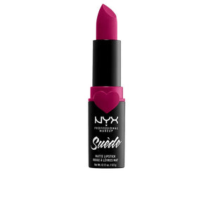 Labial NYX mate aterciopelado tono fucsia dulce para realzar labios.