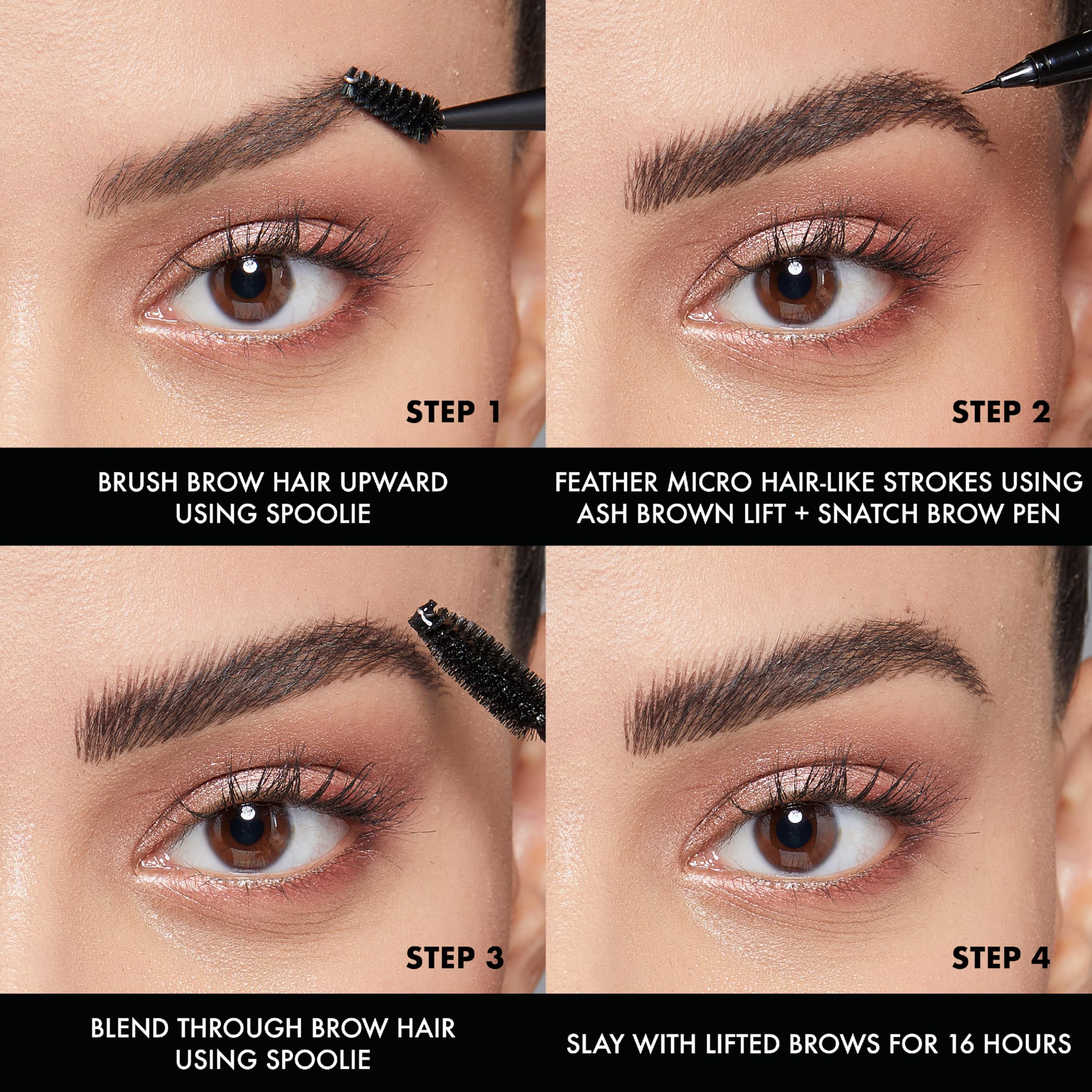Detalle de tinte en cejas con NYX Lift y Snatch para acabado suave.