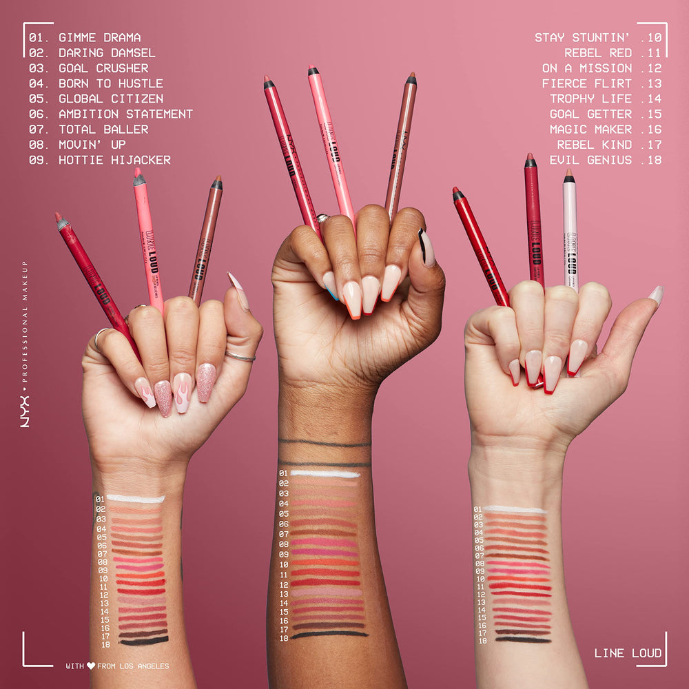 NYX Line Loud delineador con vitamina E para comodidad y cuidado.
