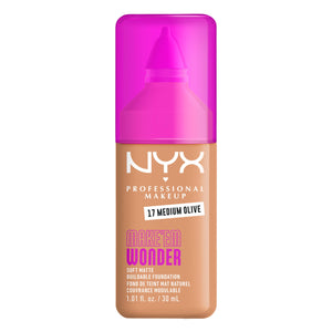 NYX Make 'Em Wonder Foundation envase práctico para retoques diarios y acabado natural.