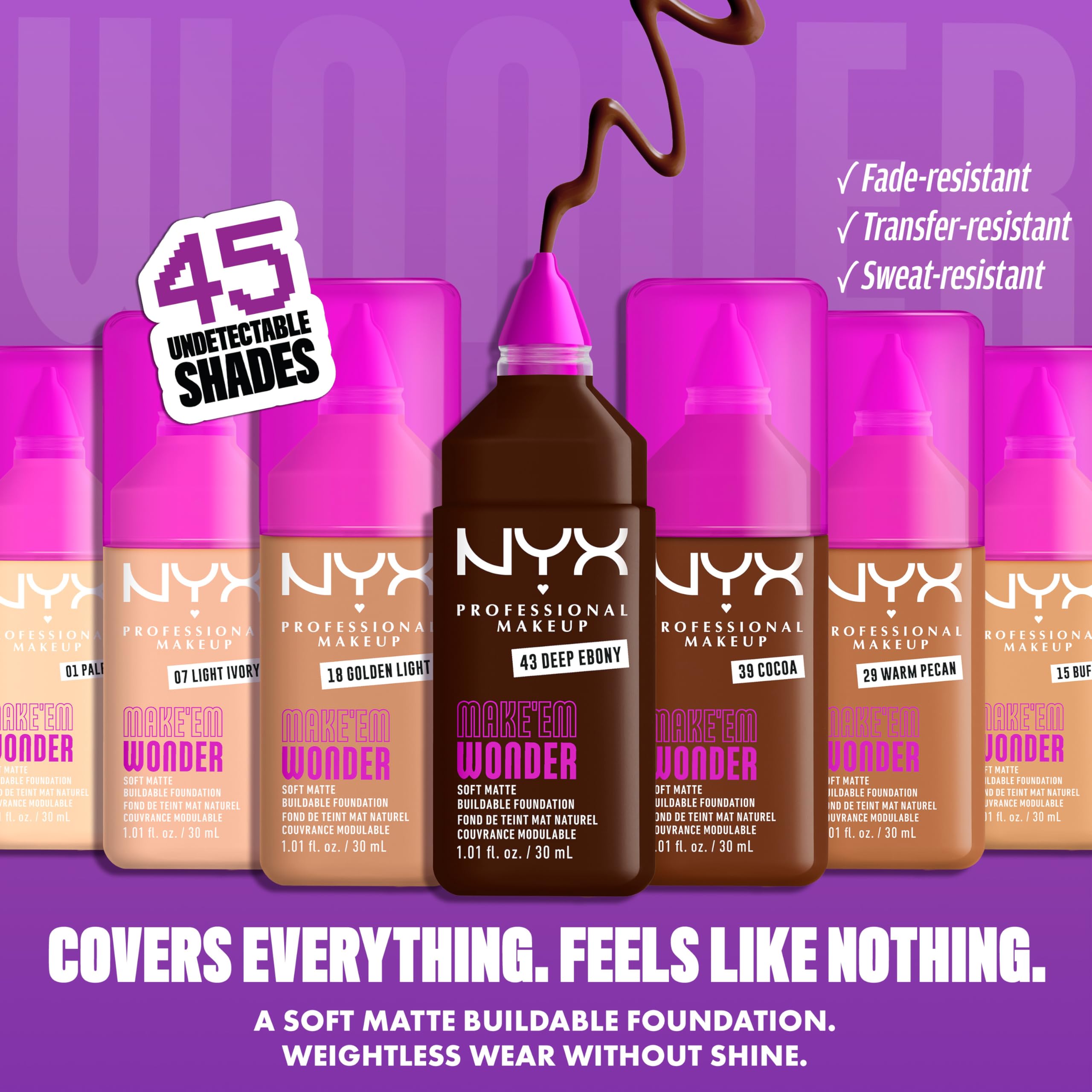 Muestra en piel de NYX Make 'Em Wonder, acabado suave y natural.