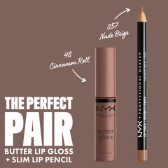 NYX Butter Gloss Brown Sugar úsalo solo o encima de tu labial para un glaseado
